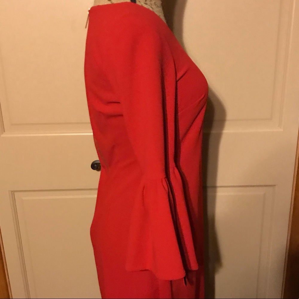 🌺Calvin Klein Red Sheath Dress & 3/4 bell sleeve. - Picture 3 of 7